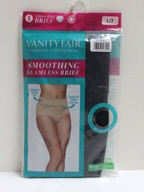 NWT Vanity Fair Radiant Collection L/7 Black Smoothing Seamless Brief